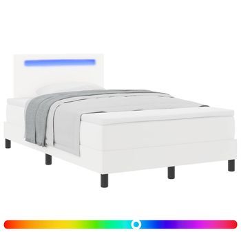 Cama Tipo Box Spring Con Tiras Led 120 X 190 Cm Cuero Sintético Vidaxl