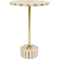 mesa auxiliar beis y blanca y acero dorado o40c