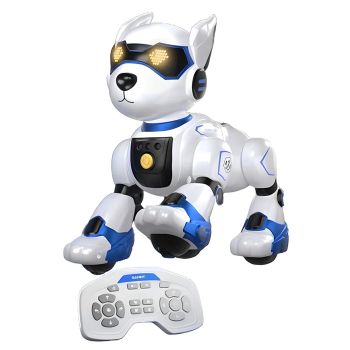 Perro Robot RC de 2.4GHz, Perro Electrónico Caminante y Bailarín, Mascota Inteligente con Control Remoto Táctil, Juguete