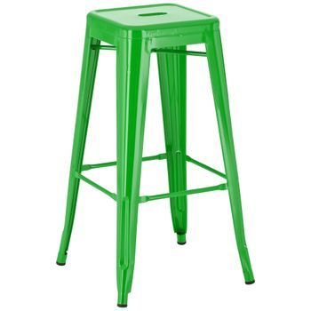 Taburete De Bar Joshua Metal Verde 43x43x76 Cm Clp