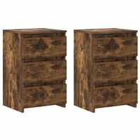 pack 2 uds mesita de noche  mesa auxiliar  mesilla contrachapado roble ahumado 40x35x625cm