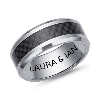 Anillo de tungsteno carbono grabado láser