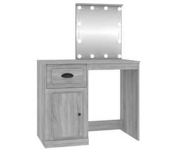 Tocador - tocador de maquillaje - mesa de tocador con led madera contrachapada gris sonoma 90x50x132,5cm
