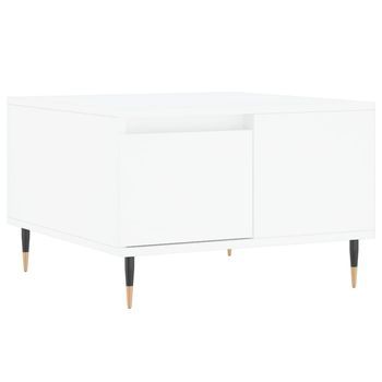 Mesa De Centro 55x55x36,5 Cm Madera Y Metal Trabajados - Blanco