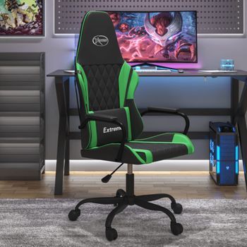 Silla Gaming | Silla De Oficina | Silla Gamer Ergonomica De Masaje Cuero Sintético Negro Y Verde Cfw790436