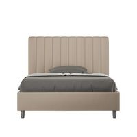 cama de una plaza y medio  sin somier acolchada 120x200 cuero sintetico gris paloma agueda