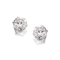 Silver Round Cubic Zirconia Stud Earrings - 4mm - F0484
