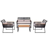 mobiliario de jardin sofa sillones y mesa incluidos cojines revestimiento acero gris claro 040008309