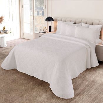 Colcha Algodón 450 Gr Stone Washed Carina 135 Cm Rufino Diaz, Blanco