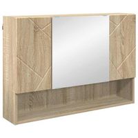 armario con espejo con puerta roble sonoma 80 x 17 x 55 cm vidaxl