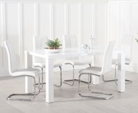atlanta 160cm white high gloss dining table with tarin chairs