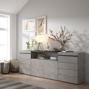 Cómoda efecto madera cemento 214x35x75cm