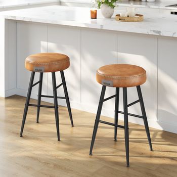 2 taburetes de bar con altura de 63 cm de color marrón caramelo