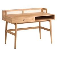 escritorio para oficina de estilo escandinavo con cajon adornos de trenza vienesa mdf 120 x 60 cm patas de pino marron claro noven