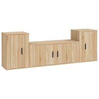 set de muebles para tv 3 piezas madera contrachapada roble sonoma