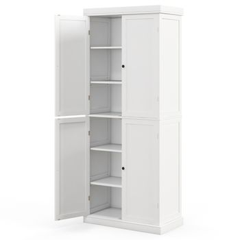 Costway Aparador Alacena con 4 Puertas y 6 Estantes Armario de Almacenamiento de Madera para Cocina Comedor Sala de Estar 76 x 40 x 184,5 cm Blanco