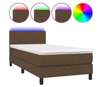 Cama box spring con colchón led tela marrón oscuro 90x200 cm diseño plano