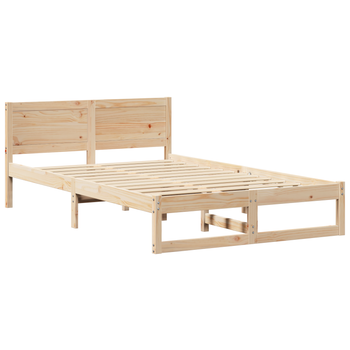 Cama Matrimonial | Cama Doble | Estructura De Cama Natural Madera Sólida De Pino 120 X 200 Cm Cfw46893