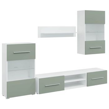 Muebles Para Tv 5 Piezas Con Iluminación Led Verde Oliva Vidaxl