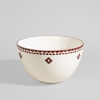 Ensaladera de cerámica blanca con motivos