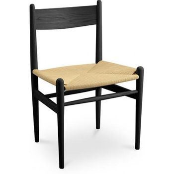 Silla De Comedor De Madera - Diseño Retro - Cawi Negro