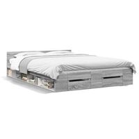 cama matrimonial  cama para adultos  cama con cajones madera ingenieria gris sonoma 140x190 cm cfw77621