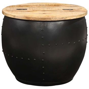 Mesa De Centro  53 X 43 Cm  Madera Y Acero - Marrón
