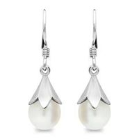 pendientes florales de plata con perla plata 925
