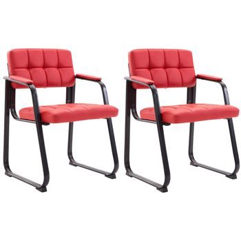 Set De 2 Sillas De Conferencia Canada B Simil Cuero Rojo 58x59x84 Cm Clp