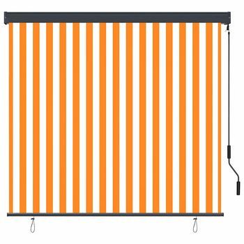 Estor Enrollable Rayado Y Naranja 180 X 250 Cm Tela Y Aluminio