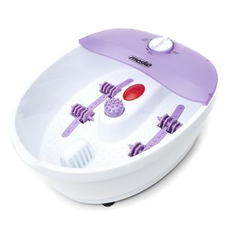 Masajeador Pies, Hidromasaje Intensivo Burbujas, Infrarrojos, Uso Con / Sin Agua, 3 Rodillos Masaje Blanco/violeta 70w Mesko Ms 2152