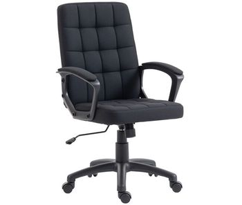 Vinsetto silla de oficina, silla de escritorio giratoria, tapizada en lino sintético, altura ajustable, basculante, respaldo medio, con reposabrazos, ruedas, negro