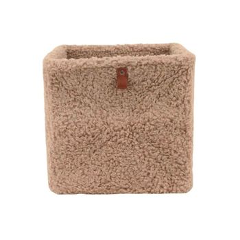 Cubo de almacenaje de tejido bouclé 31 x 31 cm