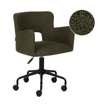 Silla De Oficina De Bouclé Verde Reposabrazos Patas De Metal Sanilac
