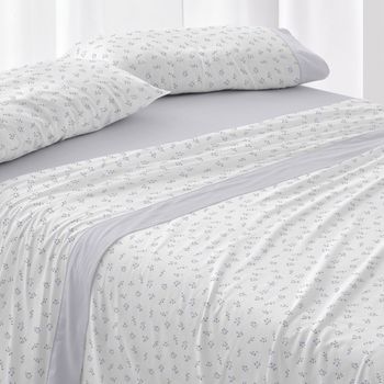Juego De Sábanas 50% Algodón Diseño Provenzal Azul 135 X 190/200 Cm - Azul - Burrito Blanco