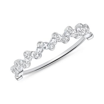 Anillo de mujer en oro blanco de 14 quilates con topacios blancos