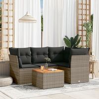 conjunto de sofas jardin con cojines 5 uds  mueble jardin mesa y sillas ratan sintetico gris cfw474426