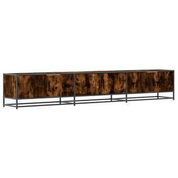 Mueble Para Tv Madera De Ingeniería Roble Ahumado 240x35x41 Cm Vidaxl