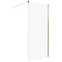 mampara de ducha de vidrio templado sin puerta dorado 90 x 190 cm ahaus