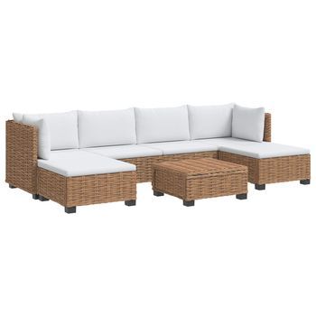 7 Uds. Conjunto De Lounge De Ratán Con Cojines Gendt Natural Vidaxl