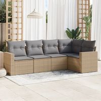 conjunto de sofas jardin con cojines 5 uds  mueble jardin mesa y sillas ratan sintetico beige cfw583833