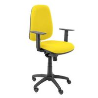 silla de oficina ergonomica con mecanismo sincro y regulable en altura - asiento y tejido tapizado en tejido bali color amarillo brazos regulables
