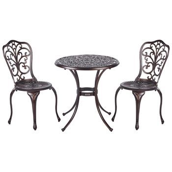 Conjunto De Balcón Mesa Y Sillas De Metal Para Jardín Marrón Triora/andalo