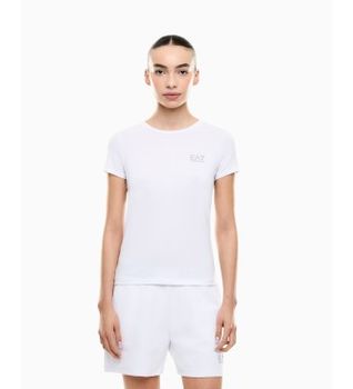 EA7 para mujer. 7W001149_AF12945 Camiseta Natural Ventus blanco (M), Casual, Poliéster, Manga corta