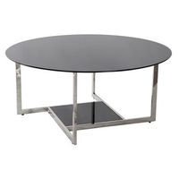 mesa centro acero cristal 100x100x45 negro