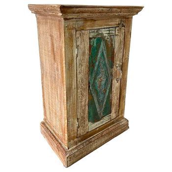 Mesita De Madera Acabado Artesanal Marrón 43x27x73h Cm