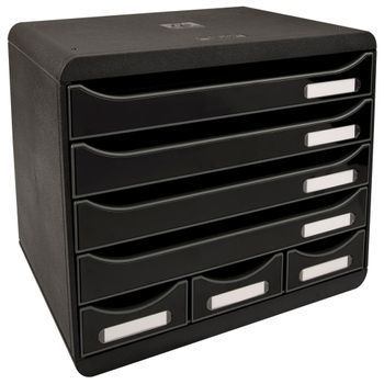 Set De Cajones Escritorio Store-box 7 Cajones Negro Brillo Exacompta