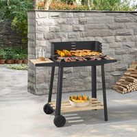 barbacoa de carbon ari con 2 ruedas 78x86x30cm - negromadera casapro
