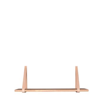 Estantería de pared de madera y cuero 80x20 cm - natural
