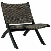 silla de ratan kubu natural y madera maciza de caoba negra vidaxl